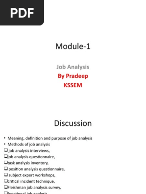 Job Analysis Module Questionnaire Interview