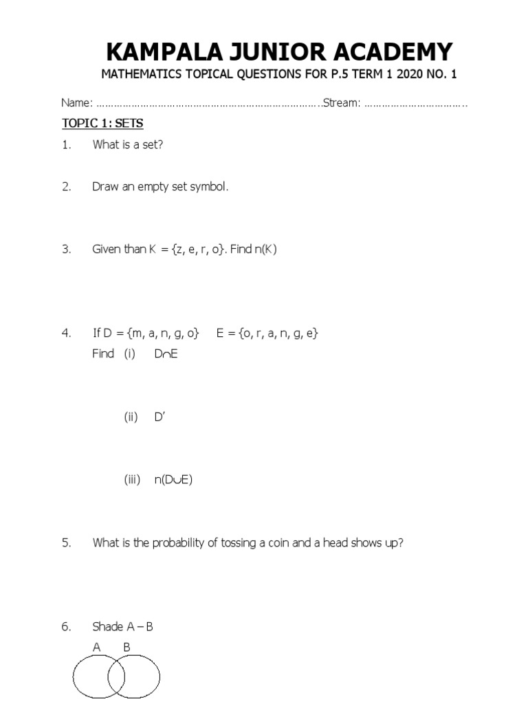 P5 Mathematics Revision Questions Term 1 | PDF | Numbers | Fraction ...