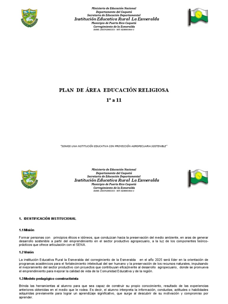 Educación Religiosa Esmeralda 2019 | PDF | Plan de estudios | Aprendizaje