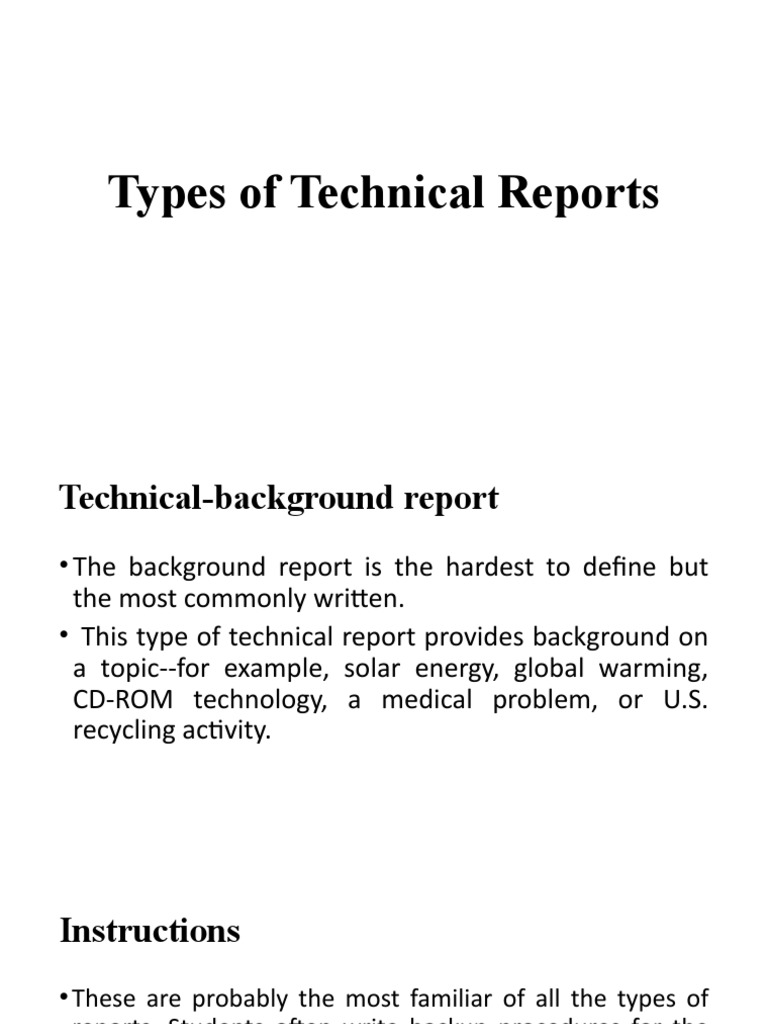 Types of Technical Reports Explained | PDF | Evaluation | Specification ...