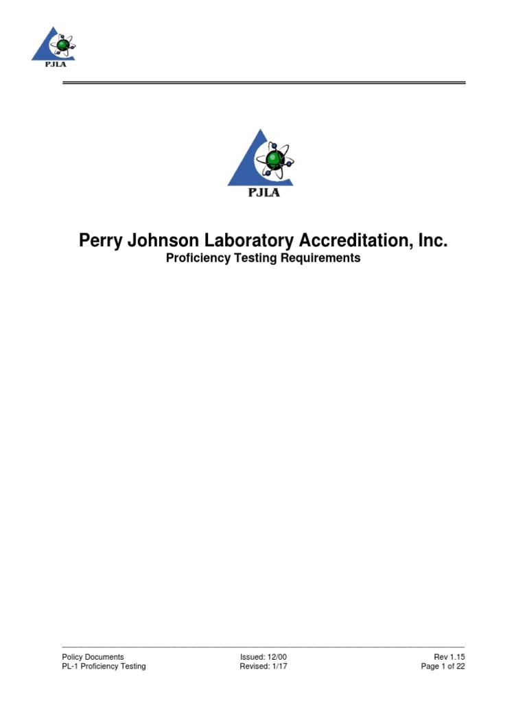 Perry Johnson Laboratory Accreditation, Inc.: Proficiency Testing ...