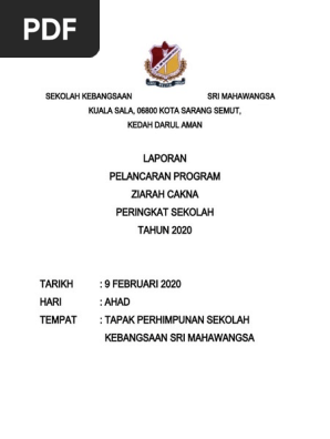 Laporan Pelancaran Program Ziarah Cakna Peringkat Sekolah Tahun 2020