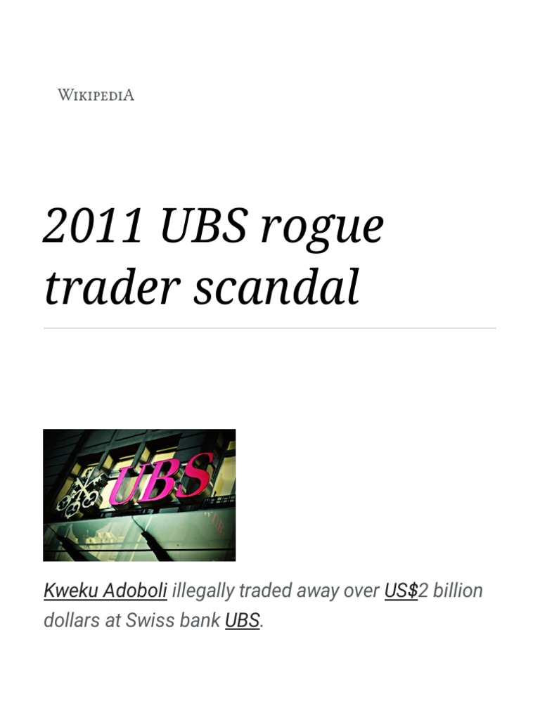 UBS Rogue Trader Scandal Overview | PDF | Financial Services | Business