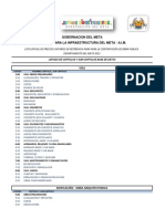 Lista oficial de precios unitarios de referencia para obras públicas del departamento del Meta 2015
