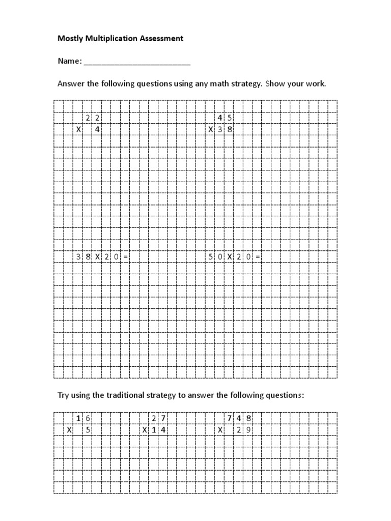 Multiplication Assessment | PDF | Self-Improvement