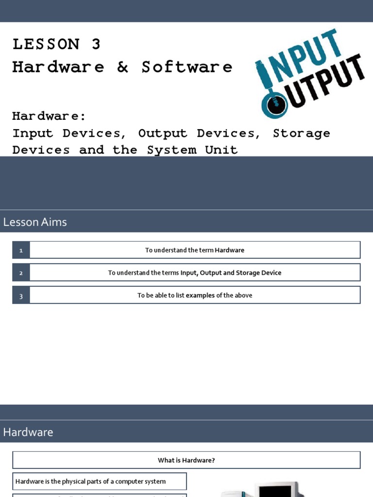 Lesson 3: Hardware & Software | PDF | Computer Data Storage | Optical ...