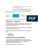Transducer: Classification of Transducers