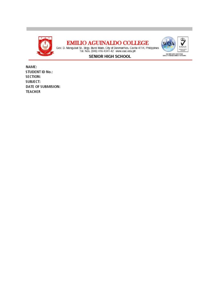 Name: Student Id No.: Section: Subject: Date of Submision: Teacher | PDF