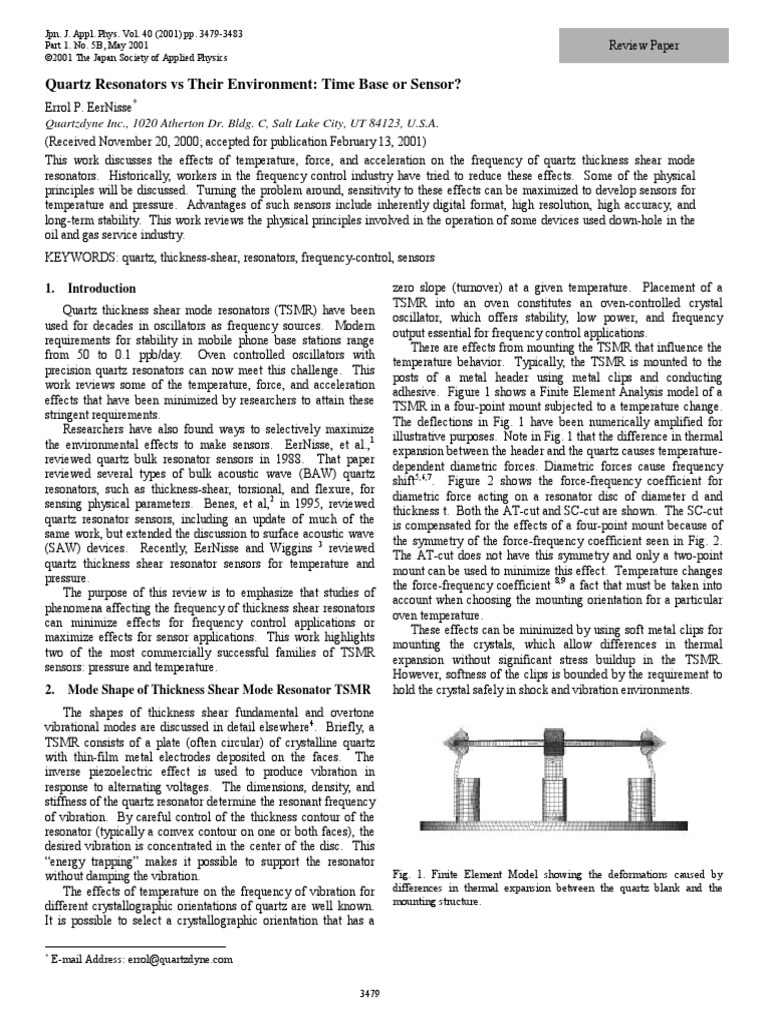 Quartz Resonators Vs Their Environment Time Base or Sensor? PDF Applied And