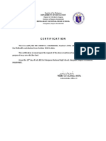 Certification: Hinigaran National High School