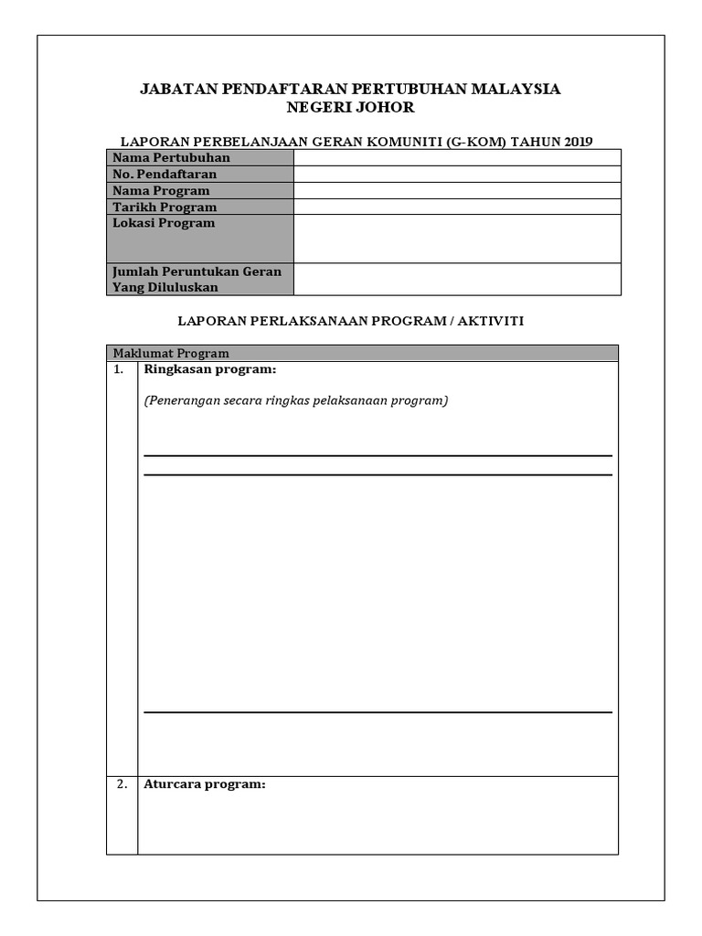 Format Geran Program | PDF