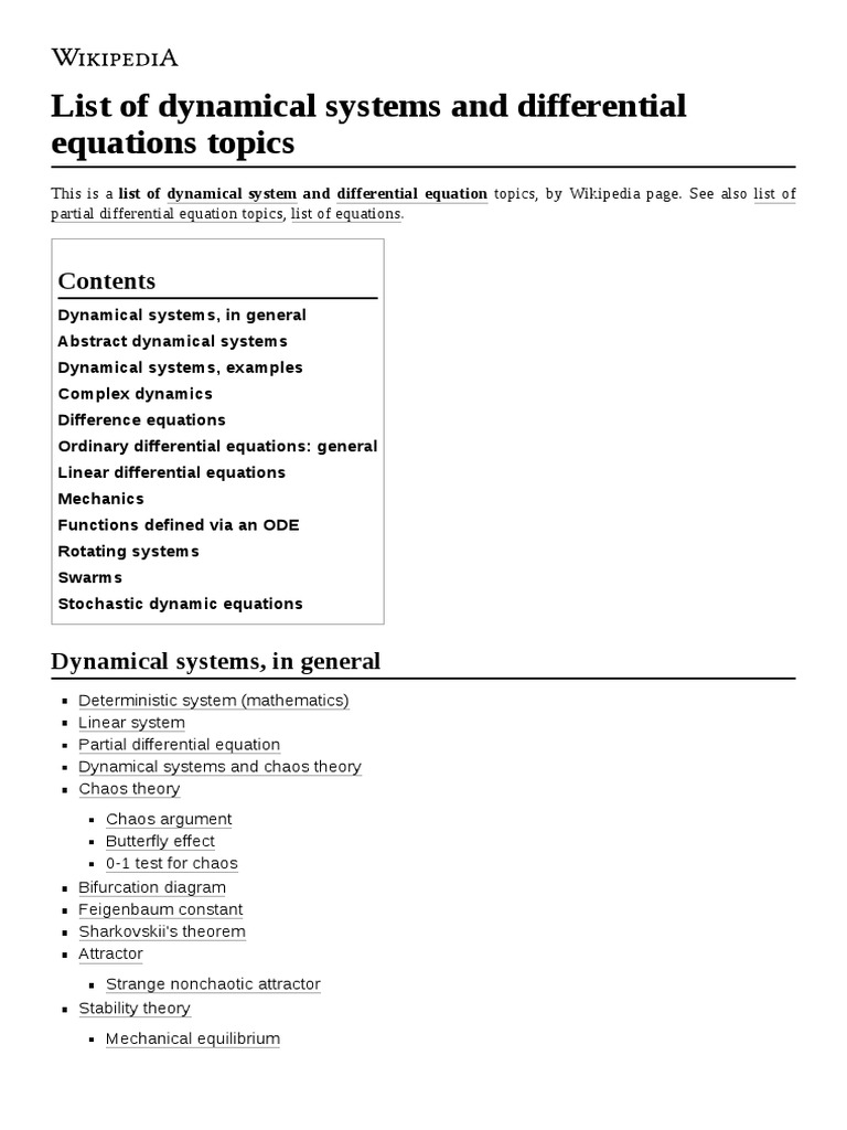 List of Dynamical Systems and Differential Equations Topics PDF