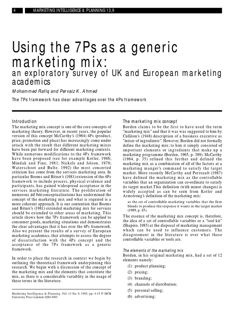 Using The 7Ps As A Generic PDF | PDF | Distribution (Business) | Marketing