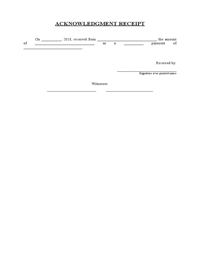 Acknowledgment Receipt Template | PDF