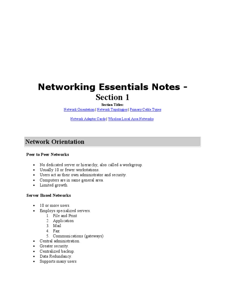 Networking Notes | PDF | Network Topology | Computer Network