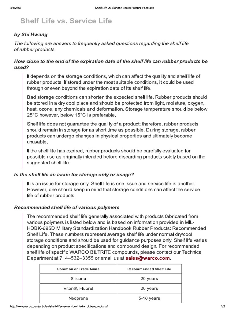 Rubber Shelf Life PDF PDF