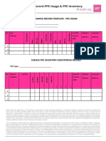 Sample Template To Record PPE Usage & PPE Inventory Monitoring Record