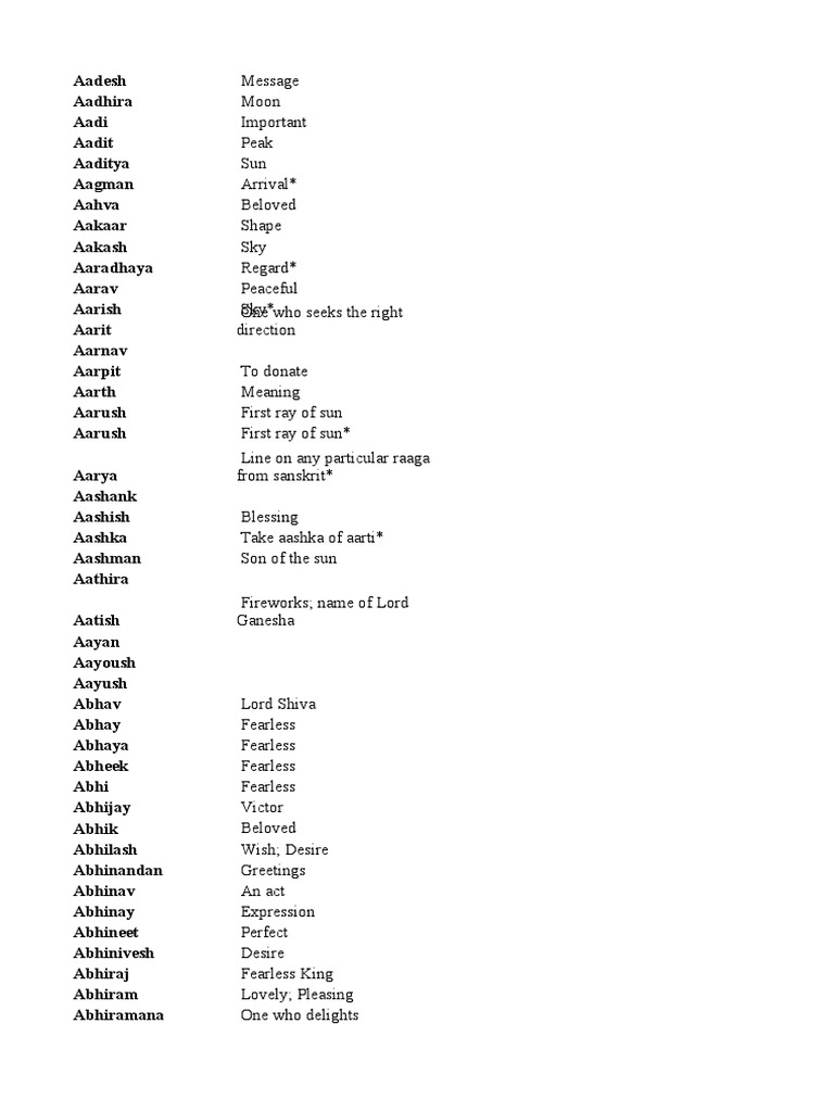 Baby Names PDF Shiva Vishnu