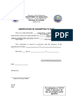 Certification of Assumption To Duty: Department of Education Division of Laguna
