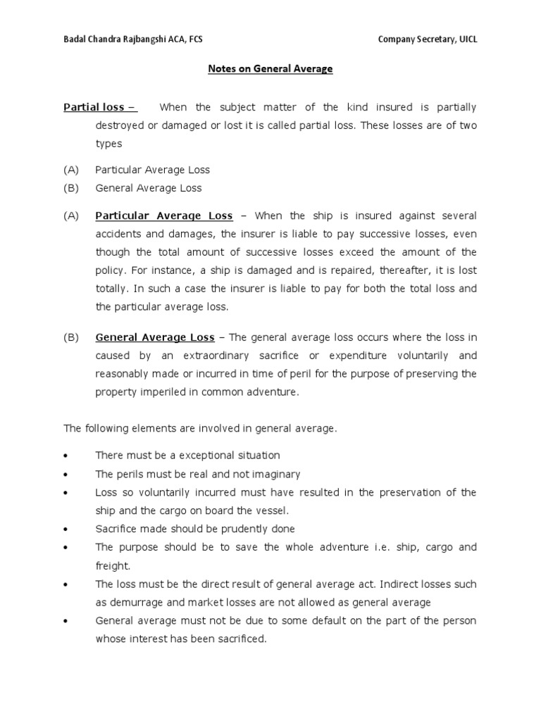 Understanding General Average Loss | PDF | Marine Salvage | Insurance