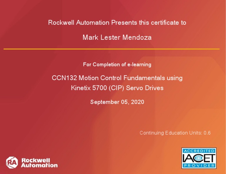 CCN132 Motion Control Fundamentals Using 5700 (CIP) Servo