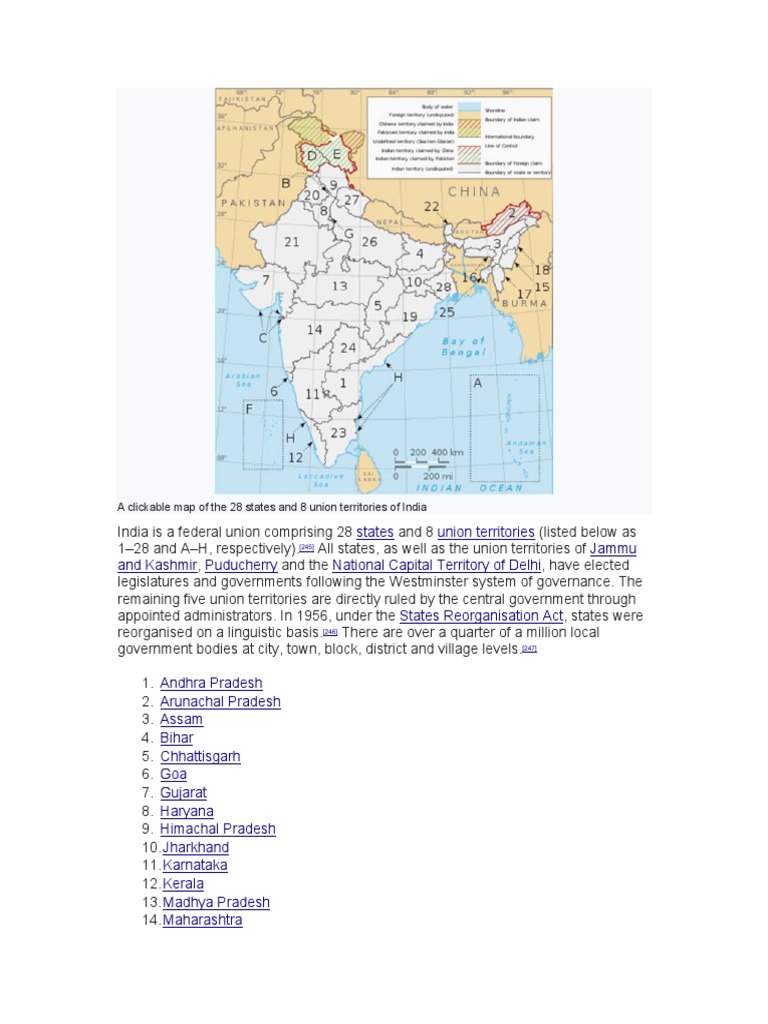 An Interactive Map of the States and Union Territories of India: Their ...