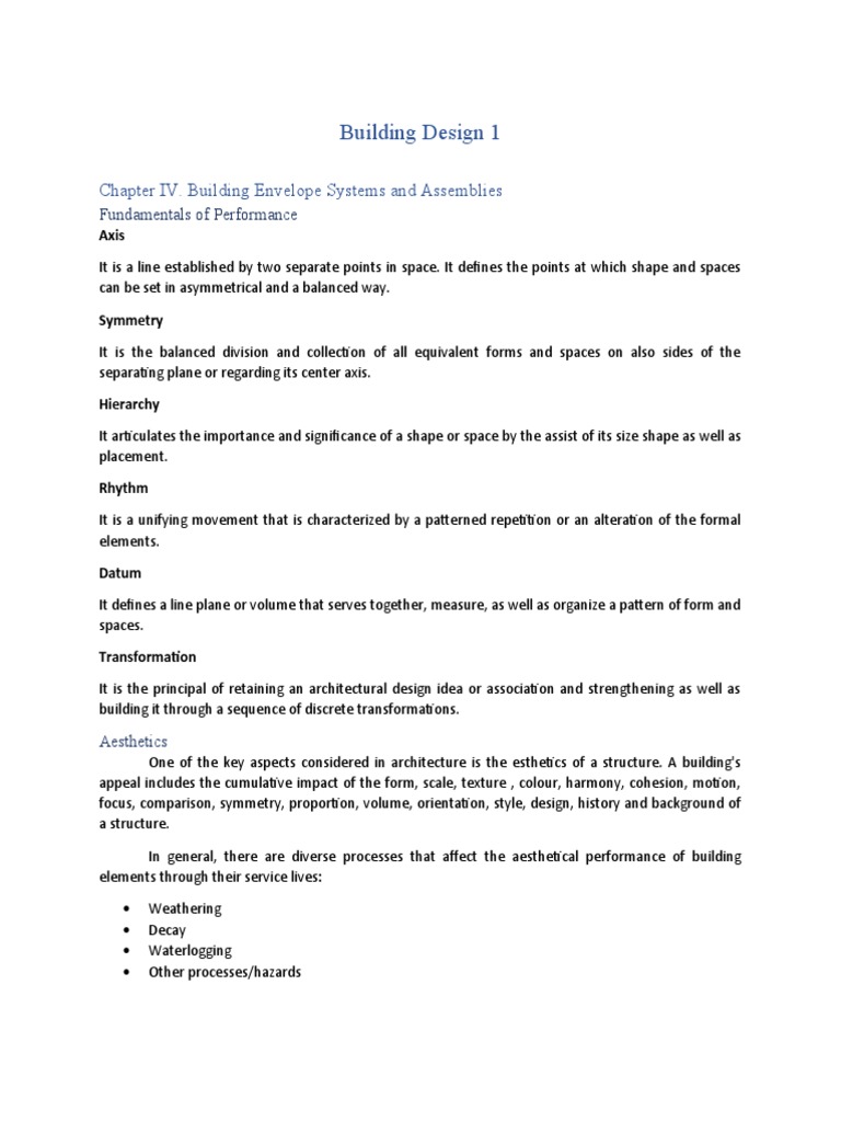 Building Design 1: Chapter IV. Building Envelope Systems and Assemblies ...