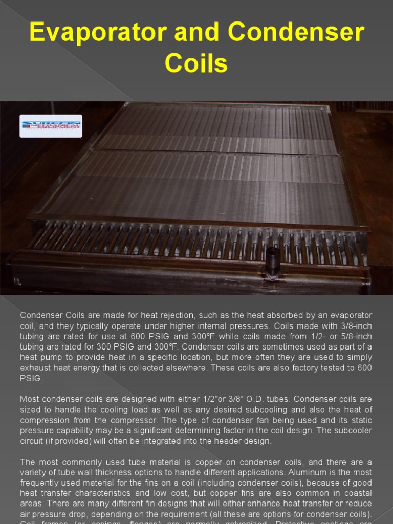Evaporator and Condenser Coils | PDF | Heat Exchanger | Pipe (Fluid ...