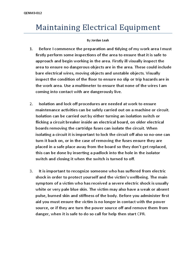 Electrical Equipment Maintenance Guide | PDF | Control Theory ...