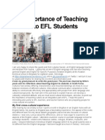 The Importance of Teaching Culture To EFL Students: NOVEMBER 12, 2015