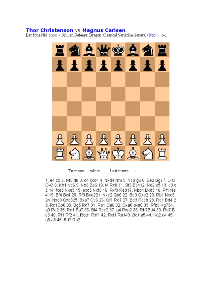 Magnus Carlsen: Sicilian Defense Insights | PDF | Game Theory | Chess ...
