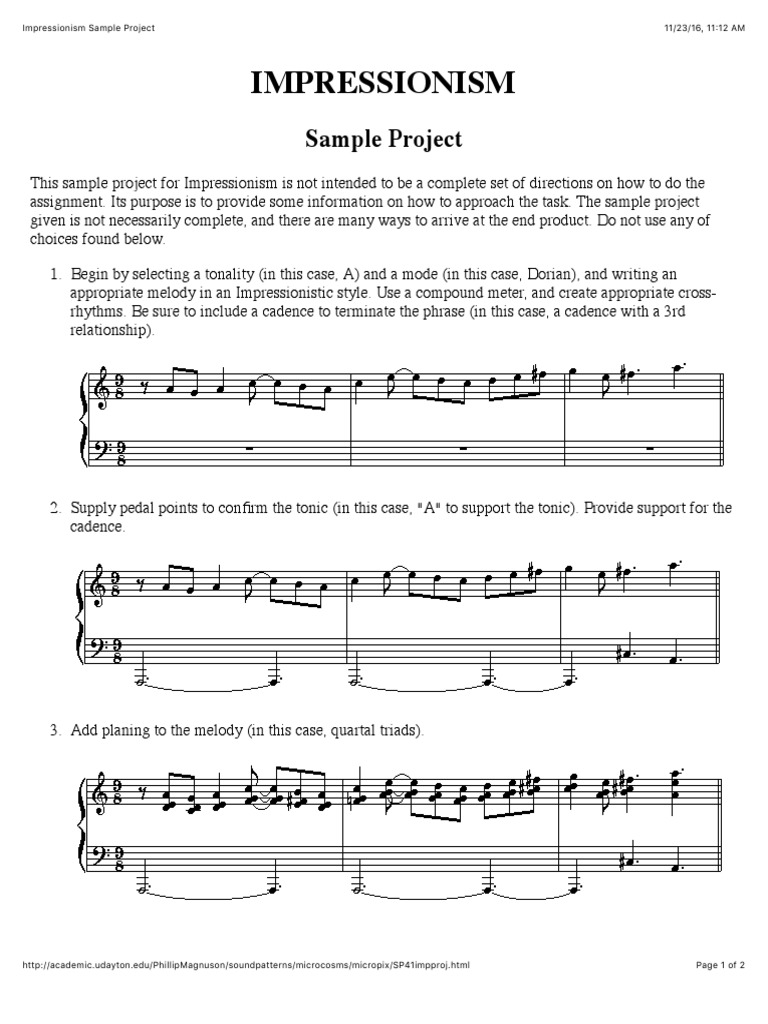 Impressionism Sample Project Pdf