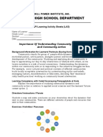 Learning Activity Sheet Community