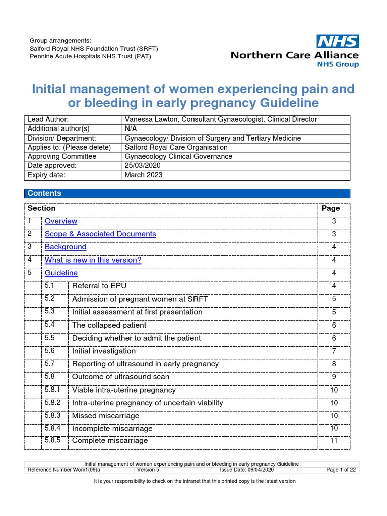 Wom1 (09) A Issue No 5 Initial Management of Women Experiencing Pain and or Bleeding in