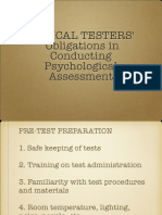 Ethical Testers' Obligations in Psychological Assessment