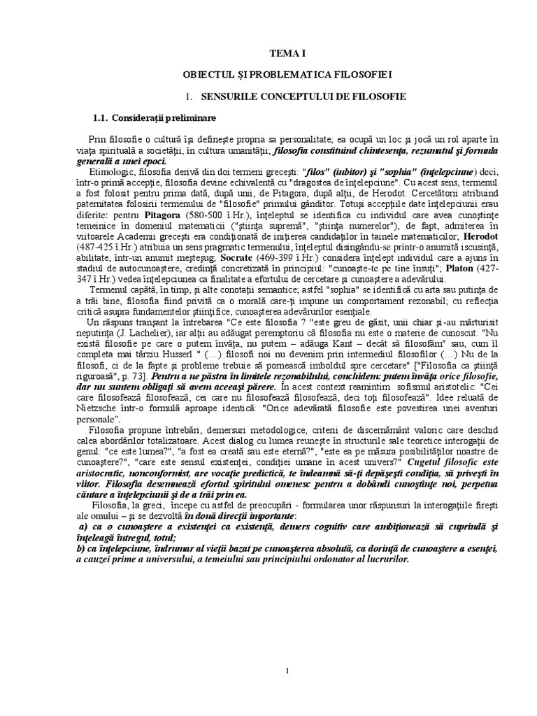 Obiectul Si Problematica Filosofiei | PDF