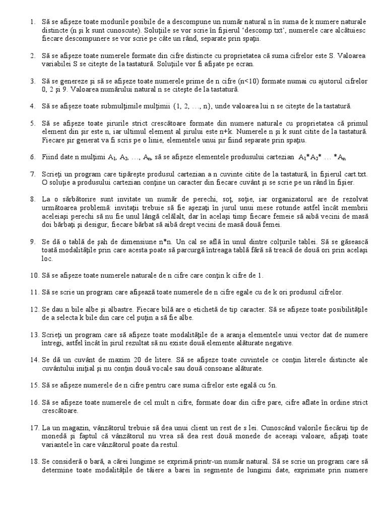 Probleme Backtracking | PDF