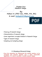 By Mehari H. (PHD Can, Mba, Ma, Ba) E-Mail:: Chapter Four Research Design