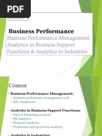 Business Performance Management, Analytics in Business Support Functions & Analytics in Industries