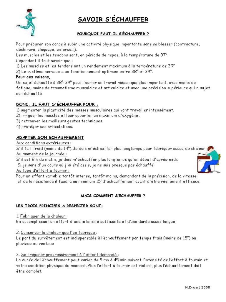 Comment Ne Pas Se Blesser Lors D un Effort Physique Schema Echauffement Livret | PDF | Genou | Muscle