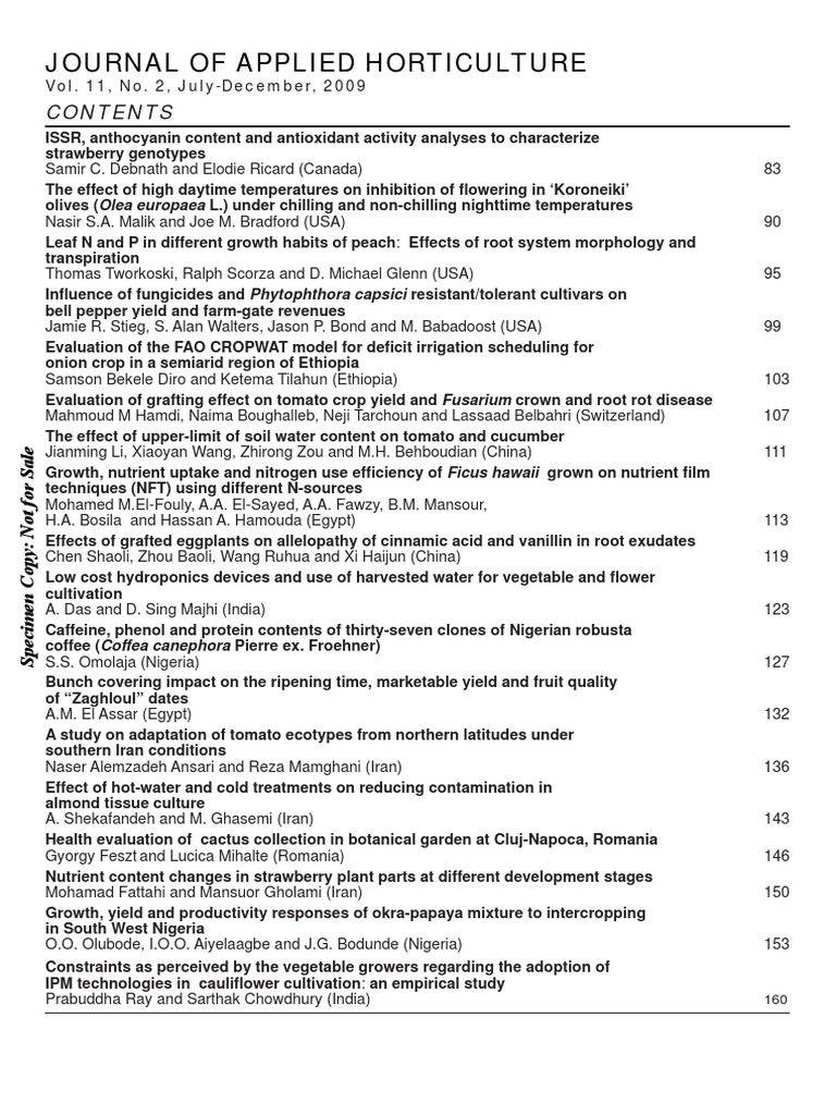 Journal of Applied Horticulture 11 (2) 2009, PDF