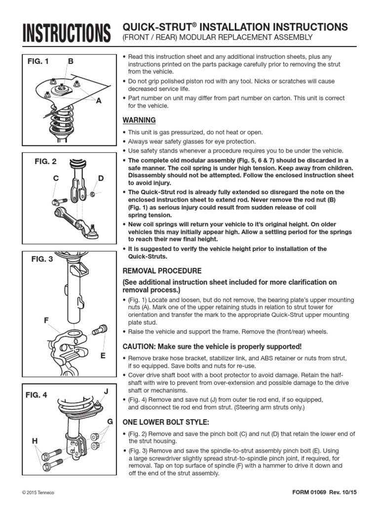 Monroe Quick Strut Installation Instructions en PDF PDF Nut