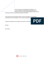 Cover Letter For Sadara PDF