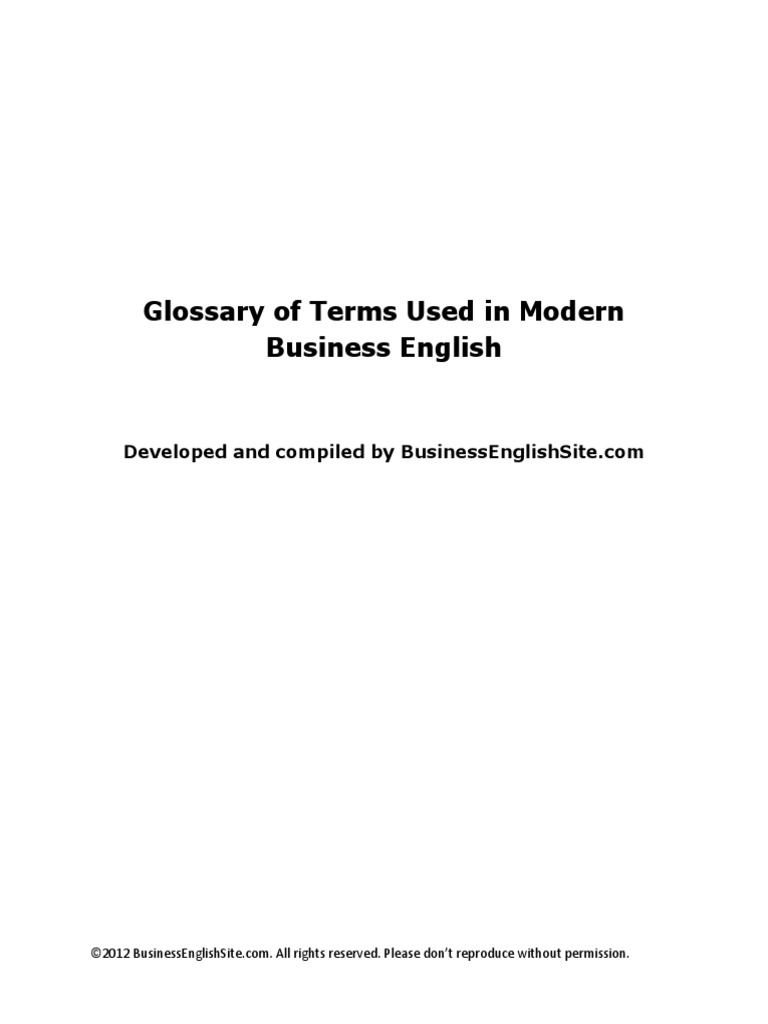 Glossary of Terms Used in Modern Business English | PDF | Money ...