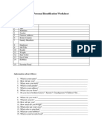 Personal Identification Worksheet: Information About Me