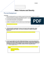 Experiment 1: Mass Volume and Density: Pre-Lab Assignment