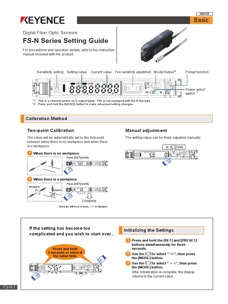 FS-N Series Sensor Setting Guide | PDF | Equipment | Electronics