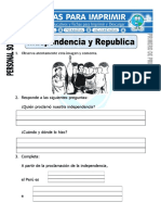 Ficha de Independencia y Republica para Primero de Primaria