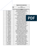 Reporte de Inscripciones: Código Ficha Programa de Formación Identificación Nombre