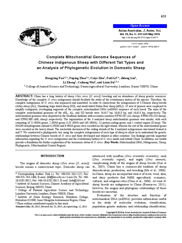 Complete Mitochondrial Genome Sequences of Chinese | PDF ...